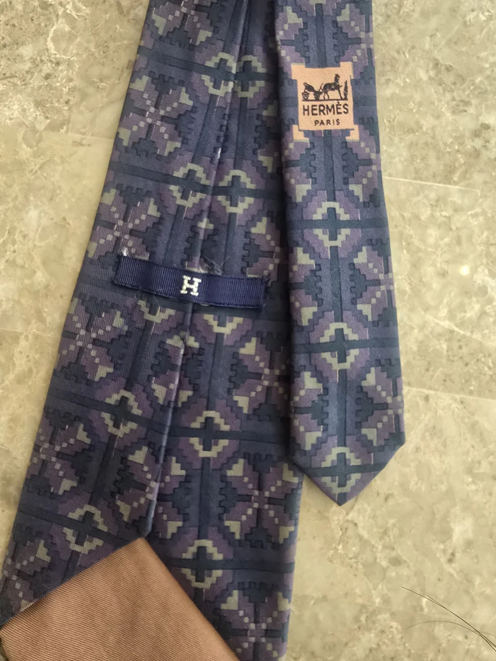 Vintage HERMES Purple Geometric Tie